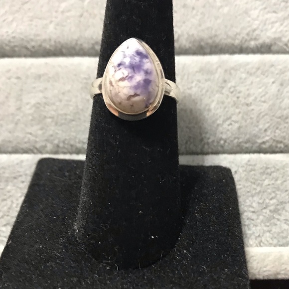 New Sterling Silver Purple Teardrop Morado Violet Flame Opal Ring Sz 7 Crystal - Picture 13 of 16